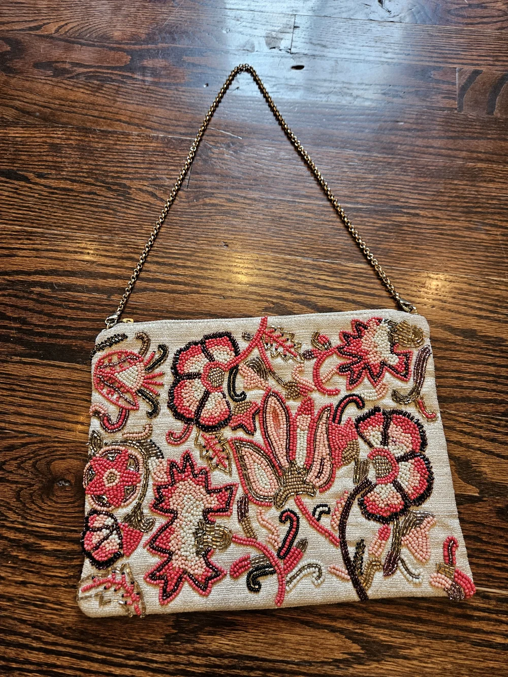 Beaded Floral Evening Clutch - Pink Multicolor Chico's Brand